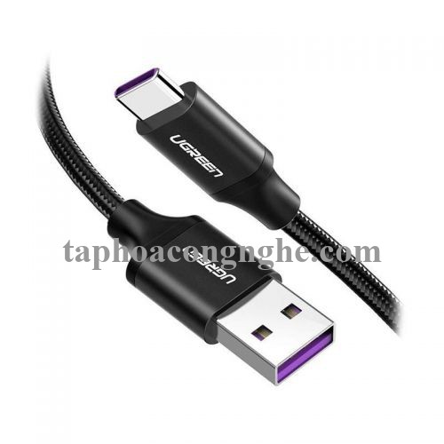 Ugreen 60728 0.25M 5a qc3.0 USB A sang type C 2.0 màu đen cáp sạc và truyền dữ liệu từ máy tính ra điện thoại dài 25cm US279 30060728